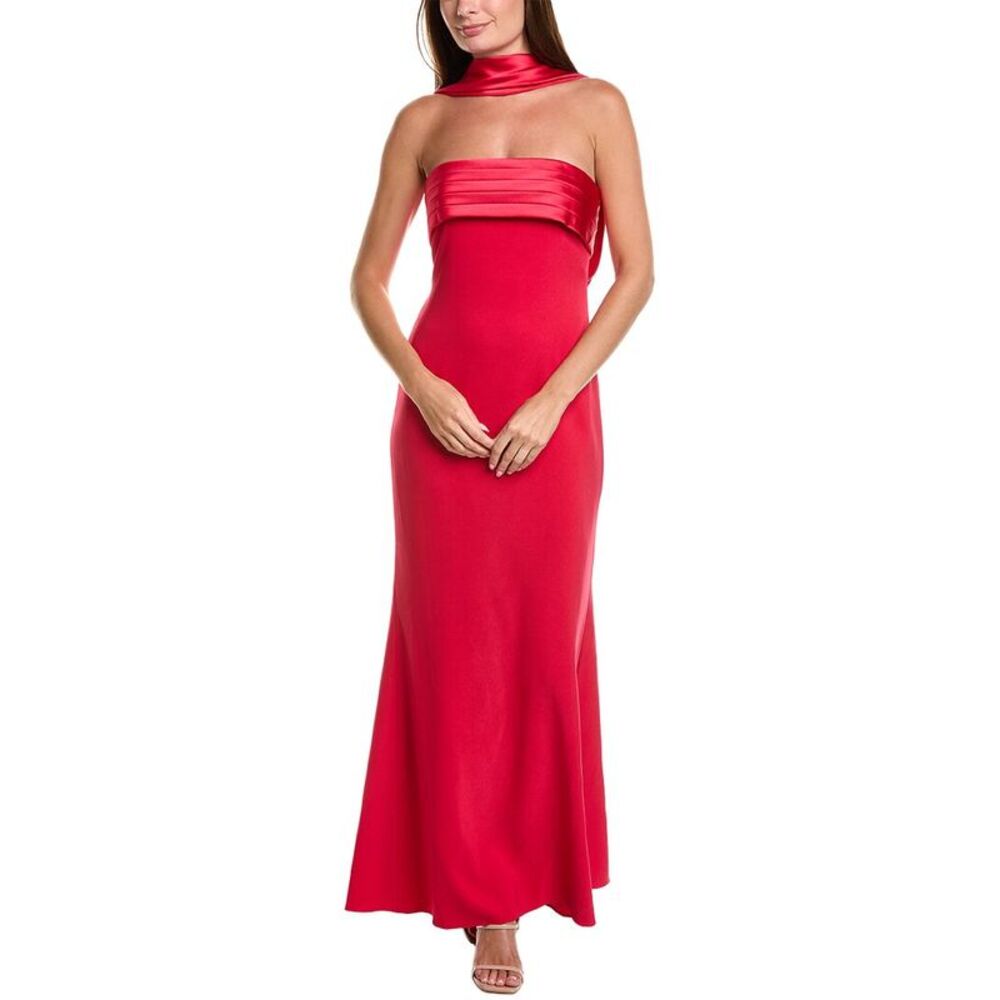 Badgley Mischka Womens  Neck Scarf Strapless Gown, Pink